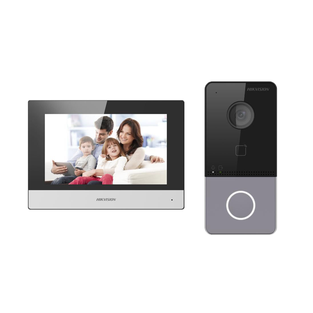 [DS-KIS603-P(C)] (DS-KIS603-P(C)) Kit d'interphone vidéo - Tecnología IP &amp; WiFi - Platine et moniteur | Autorise 16 moniteurs plus - Lecteur MF | PoE - App mobile P2P (activation à partir du wizard moniteur) - Montage en surface | IP65