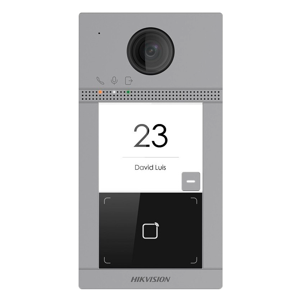 (DS-KV8113-WME1(C)) Portier Vidéo IP WiFi - Caméra 2 Mpx | Audio bidirectionnel - Ouverture avec carte MF 2 relais - Application mobile avec ou sans moniteur - Convient pour une utilisation en extérieur IP65 | IK08 - Installation en surface | PoE