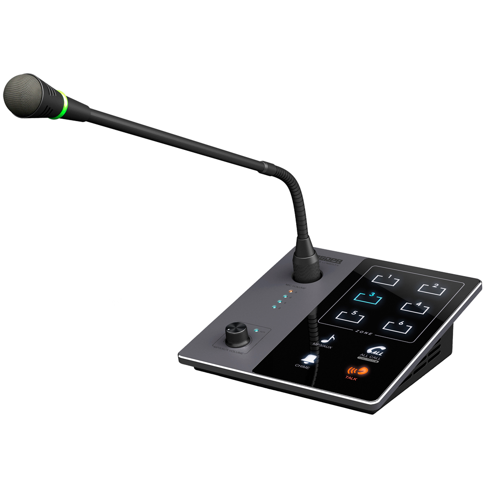 (DSPPA-DMA20) Micrófono de pupitre - Pulsador para anuncios - Hasta 6 micros encadenables - Alimentación mediante amplificador - Compatible con DSPPA-DMA6250U  - Compatible con DSPPA-DMA6500U