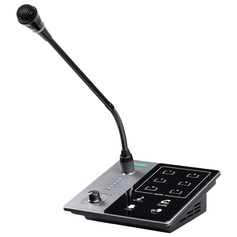 (DSPPA-DMA60M) Micrófono de pupitre - Pulsador para anuncios - Hasta 6 micros encadenables - Alimentación mediante amplificador - Compatible con DSPPA-DMA6112