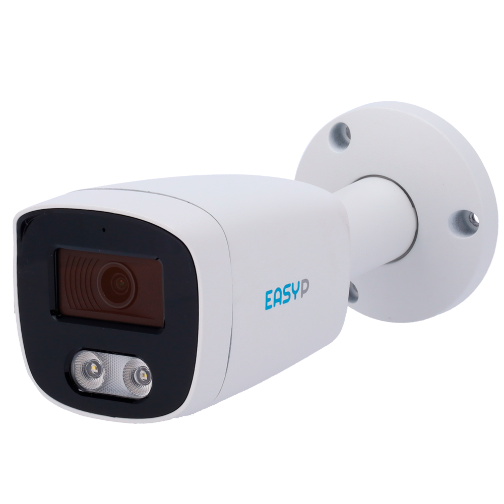 (EP-IPB120A-8-DL) Cámara Bullet IP AI EASY-P - 8MP | Lente 2.8 mm - IR 40 m | Luz blanca 30 m | Mic - Compatibilidad total con Uniview y Hikvision - Soporta UMD y Motion Detect 2.0 - IP67 | PoE | P2P | Metal