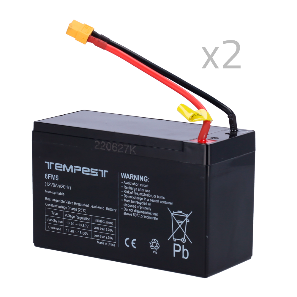 (FPUBBY) Batterie pour TEMPEST-BAT300 URFOG - 12V / 9Ah - Connecteurs spéciaux - Remplacement simple - Inclut 2 batteries
