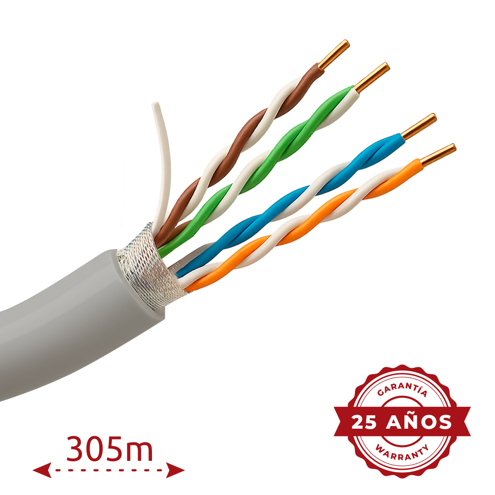 (FTP5E-300) Câble FTP - Catégorie 5E - Bobine de 305 mètres - Revêtement couleur gris - Diamètre 5.5 mm - Compatible avec Baluns