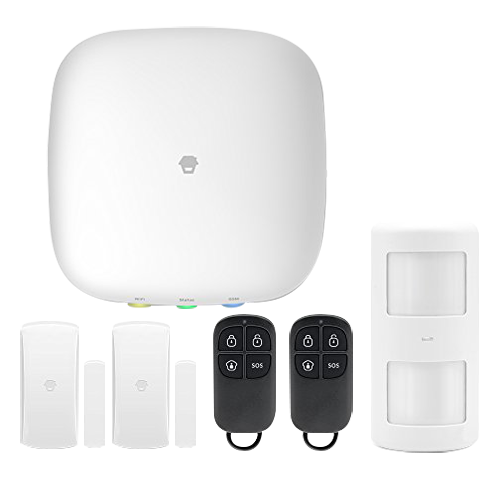 (H4PLUS) Système d´alarme et Smart Home - Panneau de contrôle avec module Wifi y GSM / GPRS - Envoie de notifications push et Appel - 1 Detecteur PIR volumétrique - 2 contacts magnétiques porte/fenêtre - 2 télécommandes de contrôle à distance