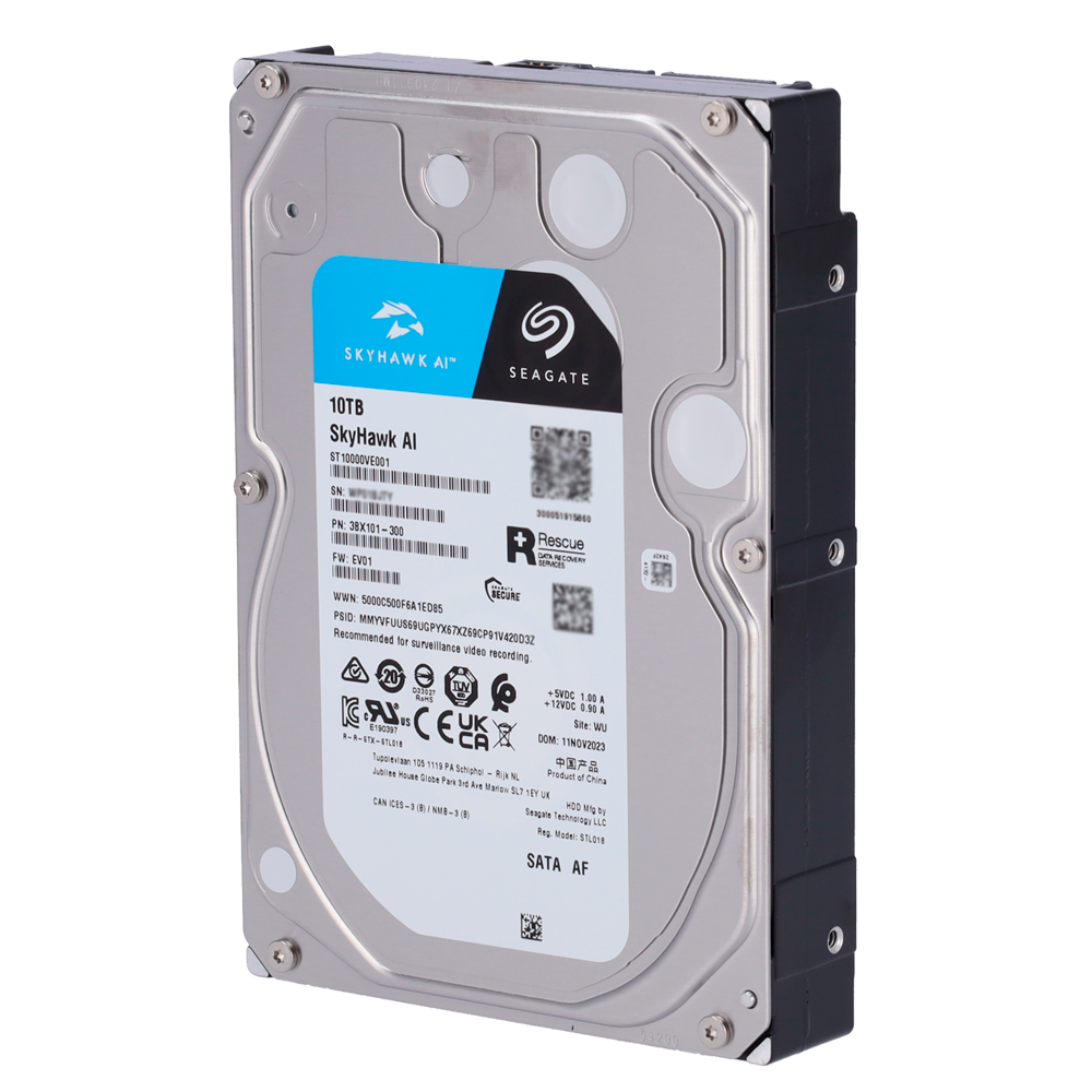 [HD10TB-S-AI] (HD10TB-S-AI) Disque dur Seagate Skyhawk AI - Capacité 10 TB - Interface SATA 6 GB/s - Jusqu'à 32 transmissions d'intelligence artificielle - Modèle ST10000VE001 - Spécialement pour enregistreur vidéo sur réseau (NVR)