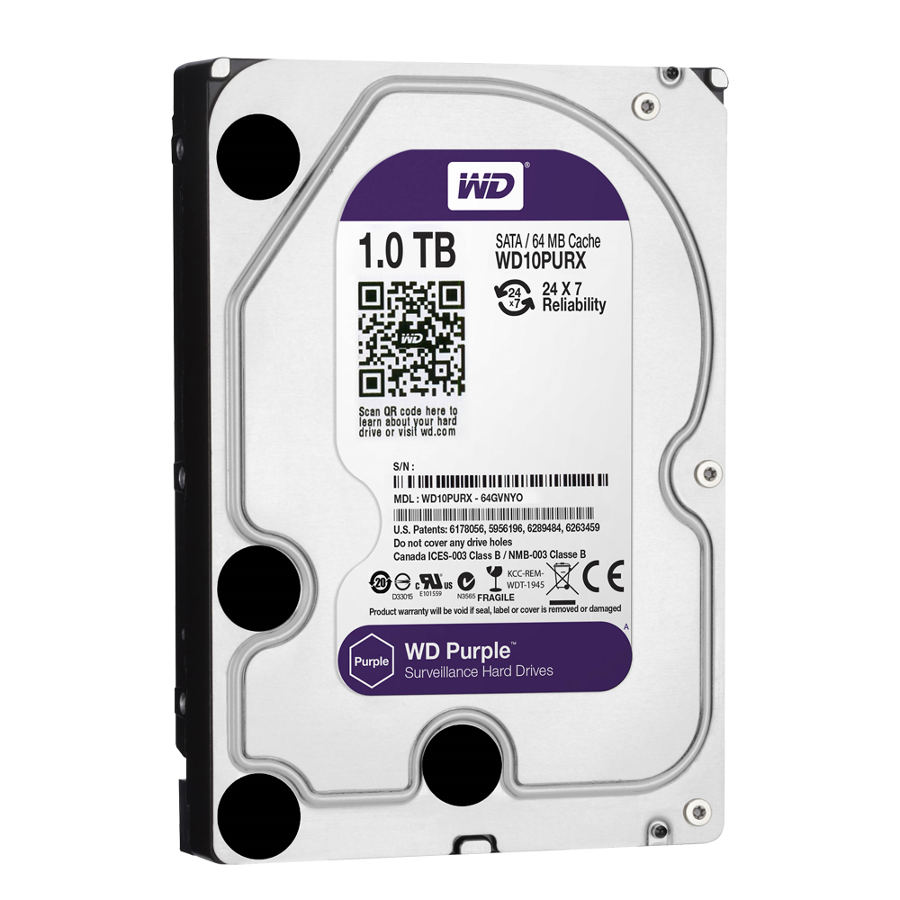 [HD1TB] (HD1TB) Disque dur - Capacité 1 TB - Interface SATA 6 GB/s - Modèle WD10PURX - Spécial pour les enregistreurs vidéo - Individuel ou installé dans DVR
