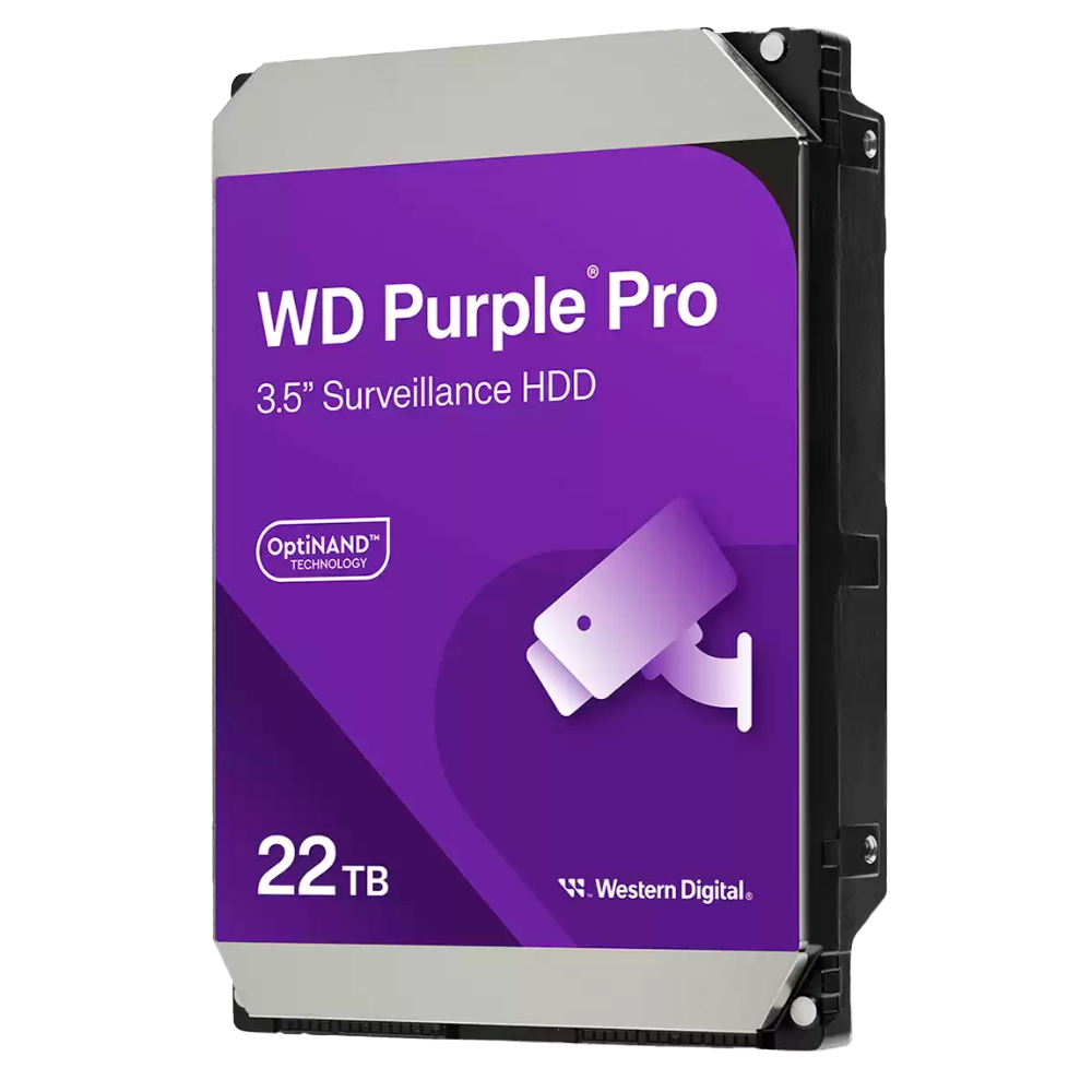 (HD22TB) Disque dur Western Digital - Capacité 22 TB - Interface SATA 6 GB/s - Modèle WD221PURP - Spécial pour les enregistreurs vidéo - Individuel ou installé dans DVR