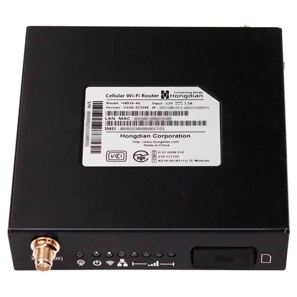 (HG-H8959-L4EU-W) Hongdian - Routeur industriel 4G - 2 Ports Ethernet RJ45 10/100 - Emplacement carte SIM 4G/3G - Installation murale ou sur table - Wi-Fi 802.11b/g/n 2.4GHz