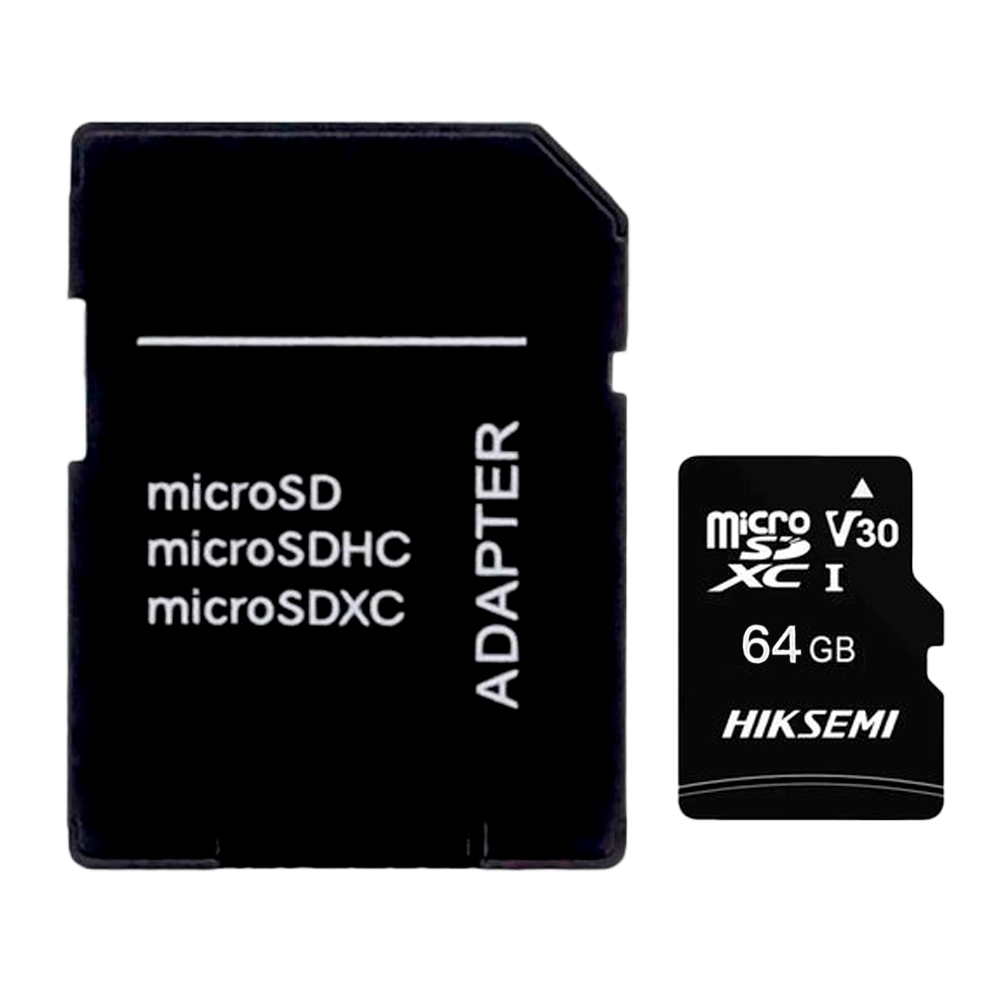 (HS-TF-C1STD-64G-A) Carte mémoire avec adaptateur Hikvision - Capacitè 64 GB - Classe 10 | Vitesse d'écriture 20 MB/s - Jusqu'à 300 cycles d'écriture - Format FAT32 - Idéal pour les mobiles, tablettes, etc