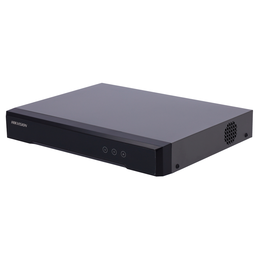 (iDS-6716HUHI-M) Hikvision Encoder para cámaras analógicas - 16 CH HDTVI / HDCVI / AHD / CVBS - Hasta 24 canales IP - Detección de movimiento 2.0 | AcuSense - Alarmas | Audio | Salida de vídeo CVBS - Admite 2 discos duros