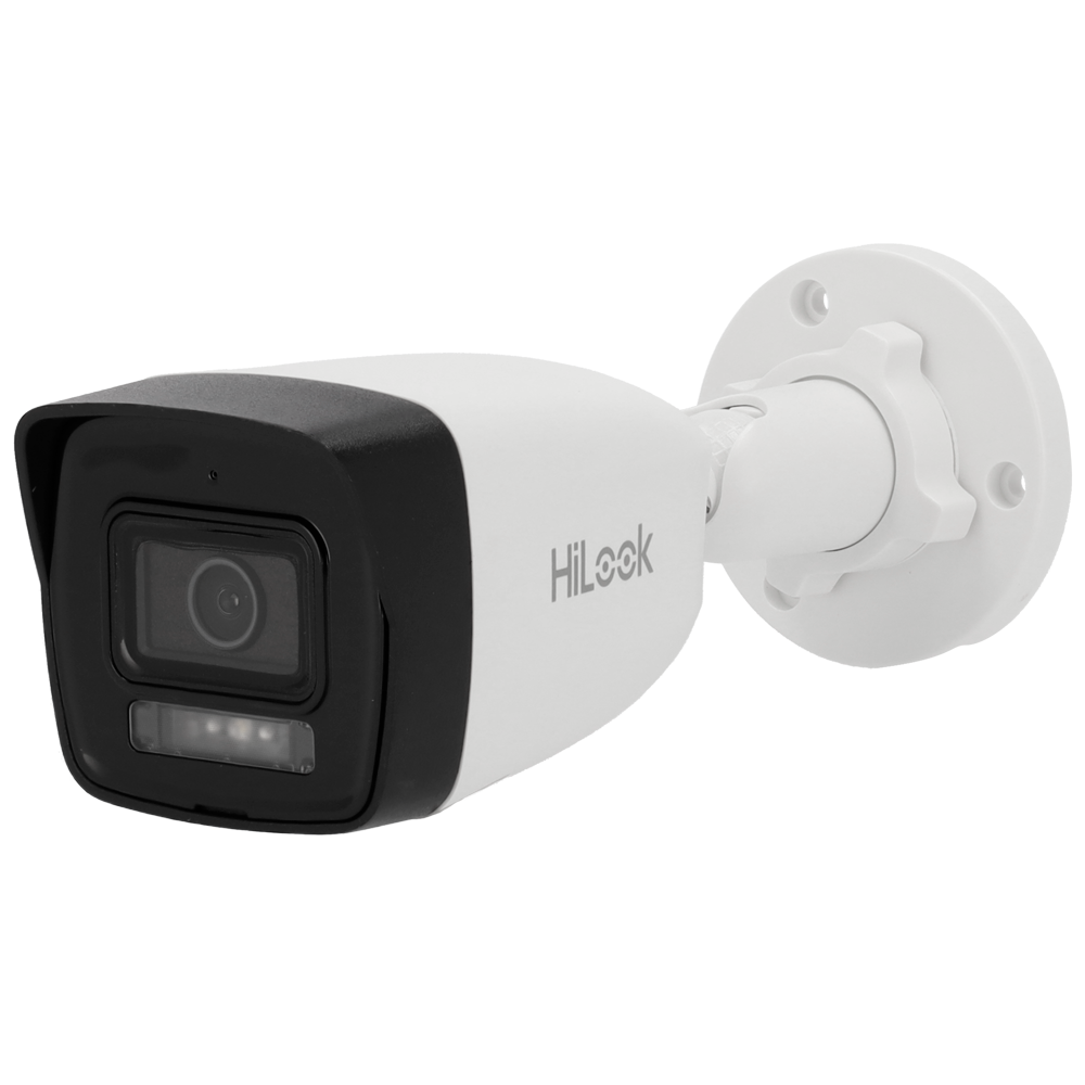 (IPC-B180HA-LU) Caméra Bullet IP Hilook - Gamme Hilook - 8 MP | Objectif 2.8 mm - IR 30 m | WDR 120 dB | Microphone intégré - PoE | H.265+| IP67 Lumière blanche - WEB, Software CMS, Smartphone et NVR