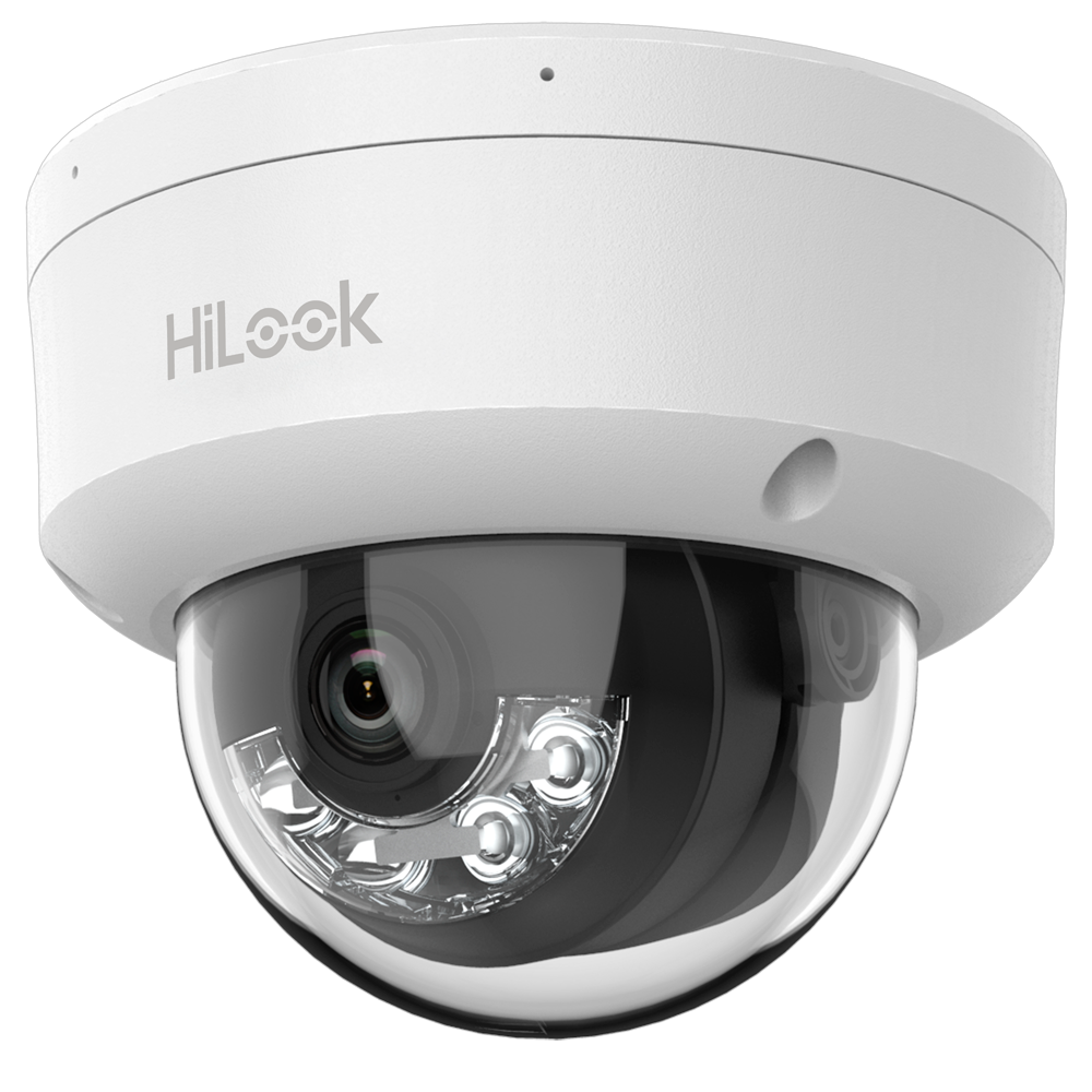(IPC-D140HA-LUC) HiLook - Caméra Dôme IP - Résolution 4 Mégapixels (2560x1440) - Capteur 2.8 mm | Microphone intégré - Lumière hybride 20 m | PoE IEEE802.3af - Détection de mouvement 2.0 (personnes uniquement)