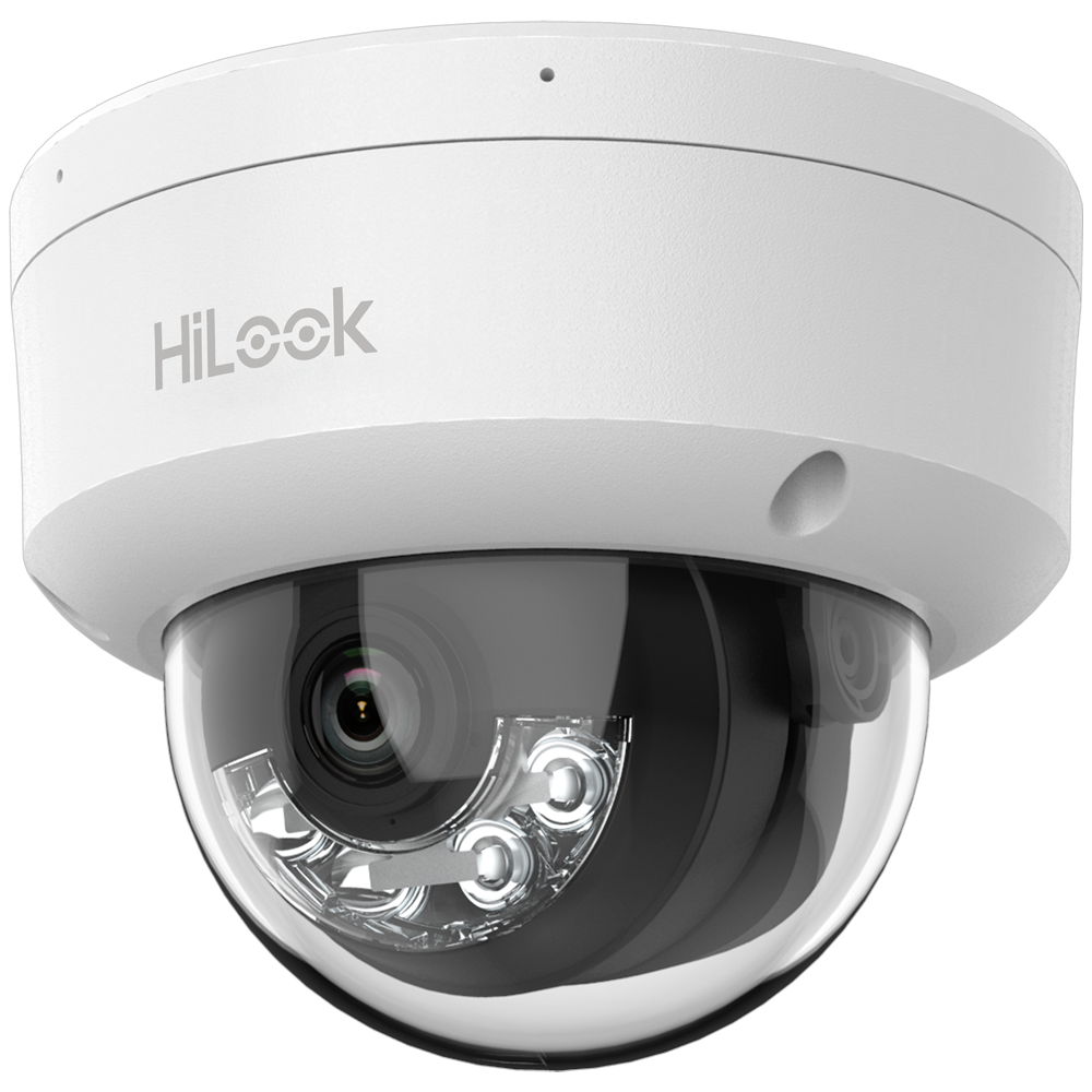 (IPC-D180HA-LU) HiLook - Caméra Dôme IP - Résolution 8 Mégapixels (3840x2160) - Capteur 2.8 mm | Microphone intégré - Lumière hybride 30 m | PoE IEEE802.3af - Détection de mouvement 2.0 | IP67 IK08