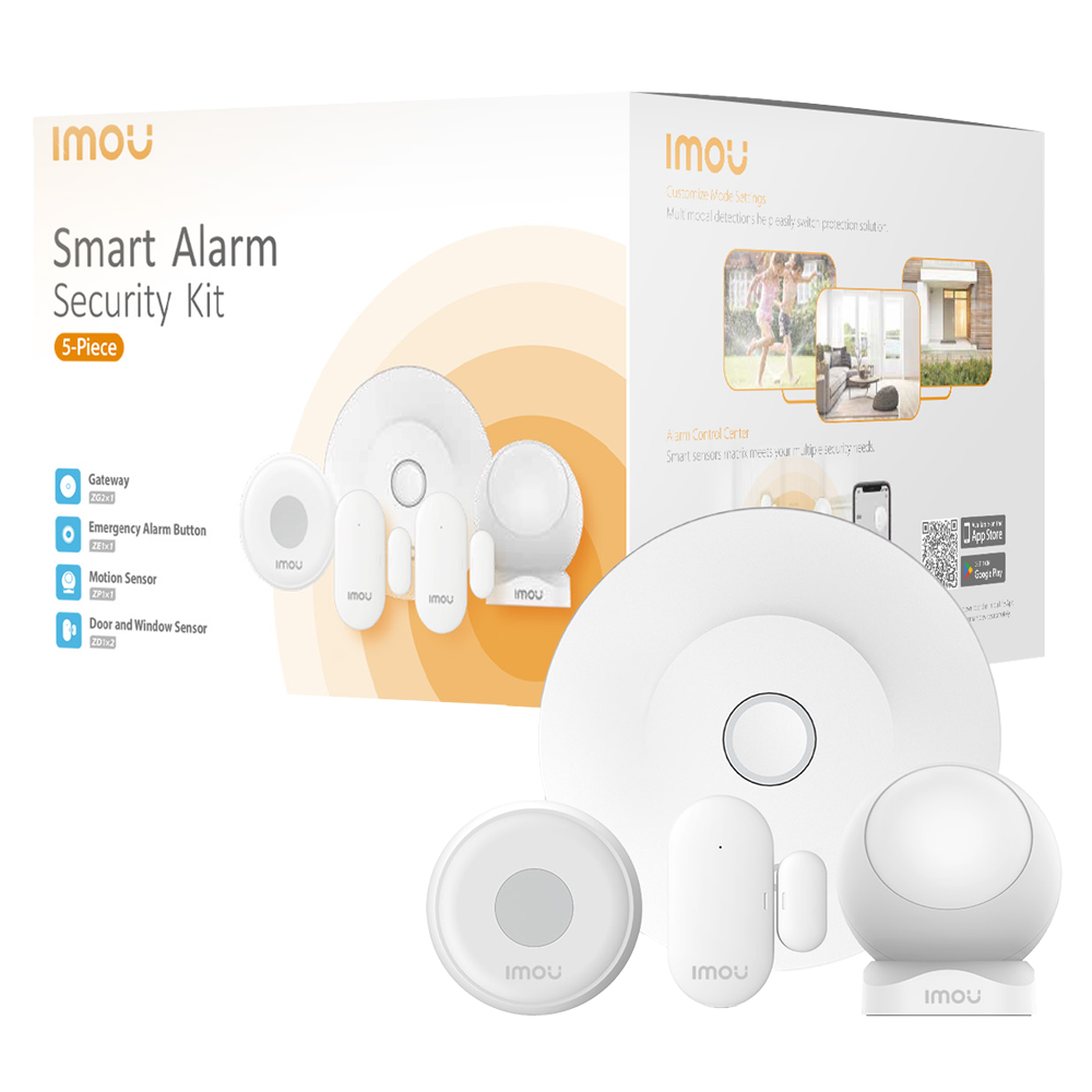 (KIT-ALARM-ZG2-EU-5-IMOU) Imou kit de alarma domótico Inalámbrico - Concentrador de Alarma domótica - Zigbee 3.0 / WiFi 2.4 GHz - Gestiona desde la App - Hasta 32 DIspositivos - Apta para interior