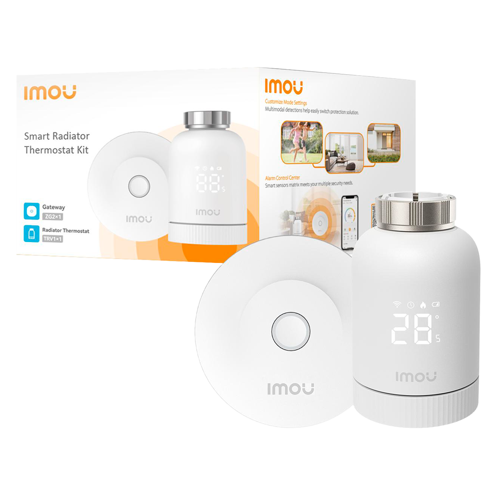 (KIT-TRV1-EU-2-IMOU) Imou Termostato de radiador inteligente - Gestiona desde la App - Zigbee 3.0 - HUB Gateway incluido - Bajo consumo - Apta para interior