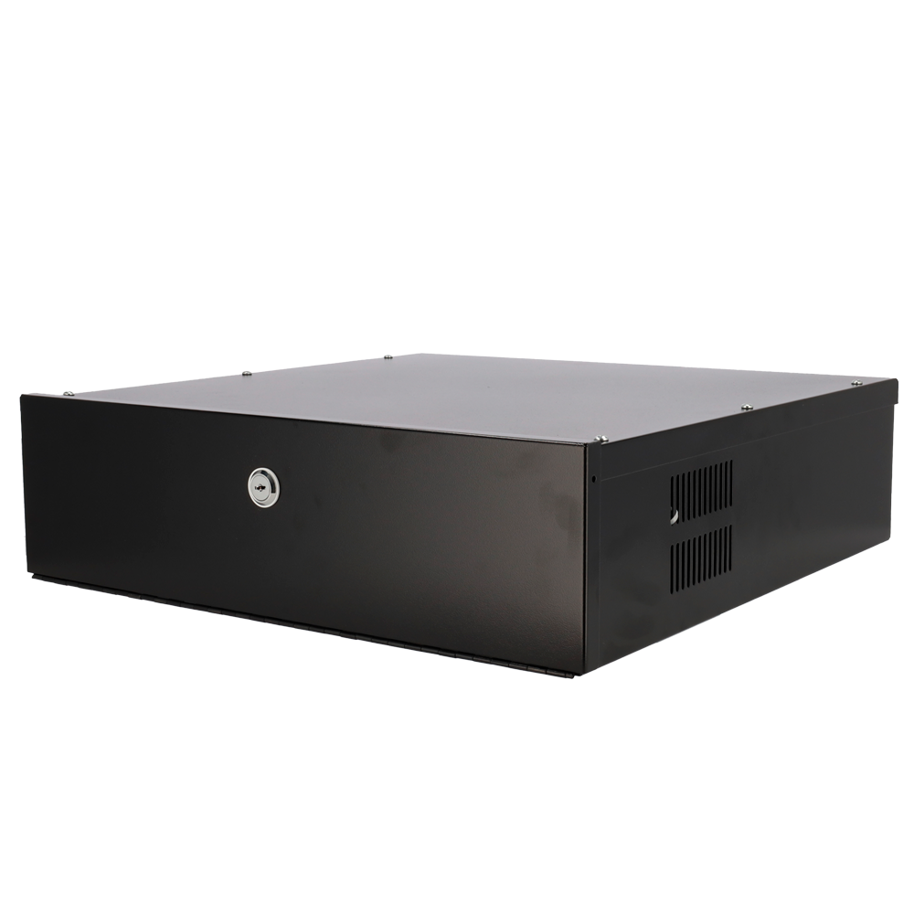 (LOCKBOX-2U) Caisse métallique fermé pour DVR - Spécifique pour CCTV - Pour enregistreurs jusqu'à 2U rack - Serrures à came - Ventilateur inclus - Qualité et résistance
