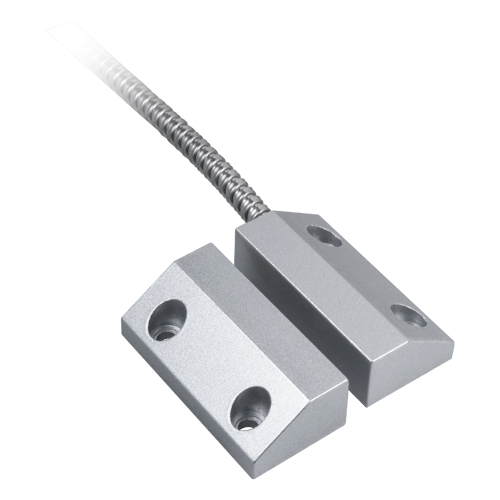 [MC-SMMC-A2] (MC-SMMC-A2) Contact magnétique - Apte pour une installation sur métal - Technologie Reed Haute performance - Système de connexion de 2  fil protégés par maille métallique - Résistance aux chocs mécaniques et électriques