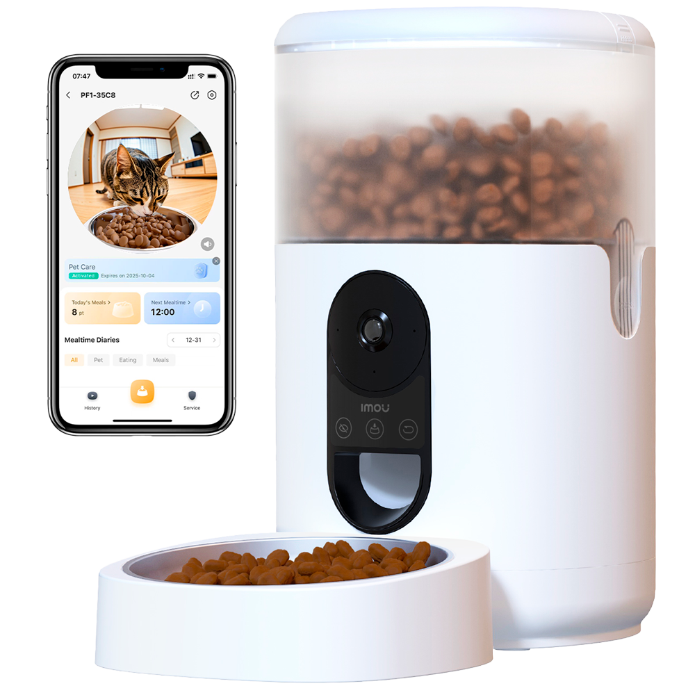 (PET-PF1-4LSP-IMOU) Imou - Comedero Inteligente para Mascotas  - Vista Panorámica 360º / 4MP 2.5K - Capacidad de 4L - Deteccion de Mascotas - Audio Bidireccional - Gestiona desde la App