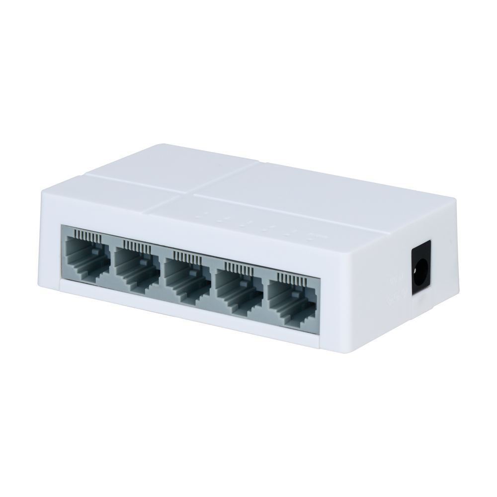 (PFS3005-5ET-L) Switch de marque Fast Ethernet - 5 ports RJ45 - Vitesse 10/100Mbps - Amélioration de la mise en mémoire tampon pour la diffusion vidéo en continu - Plug and Play - Boîtier en plastique