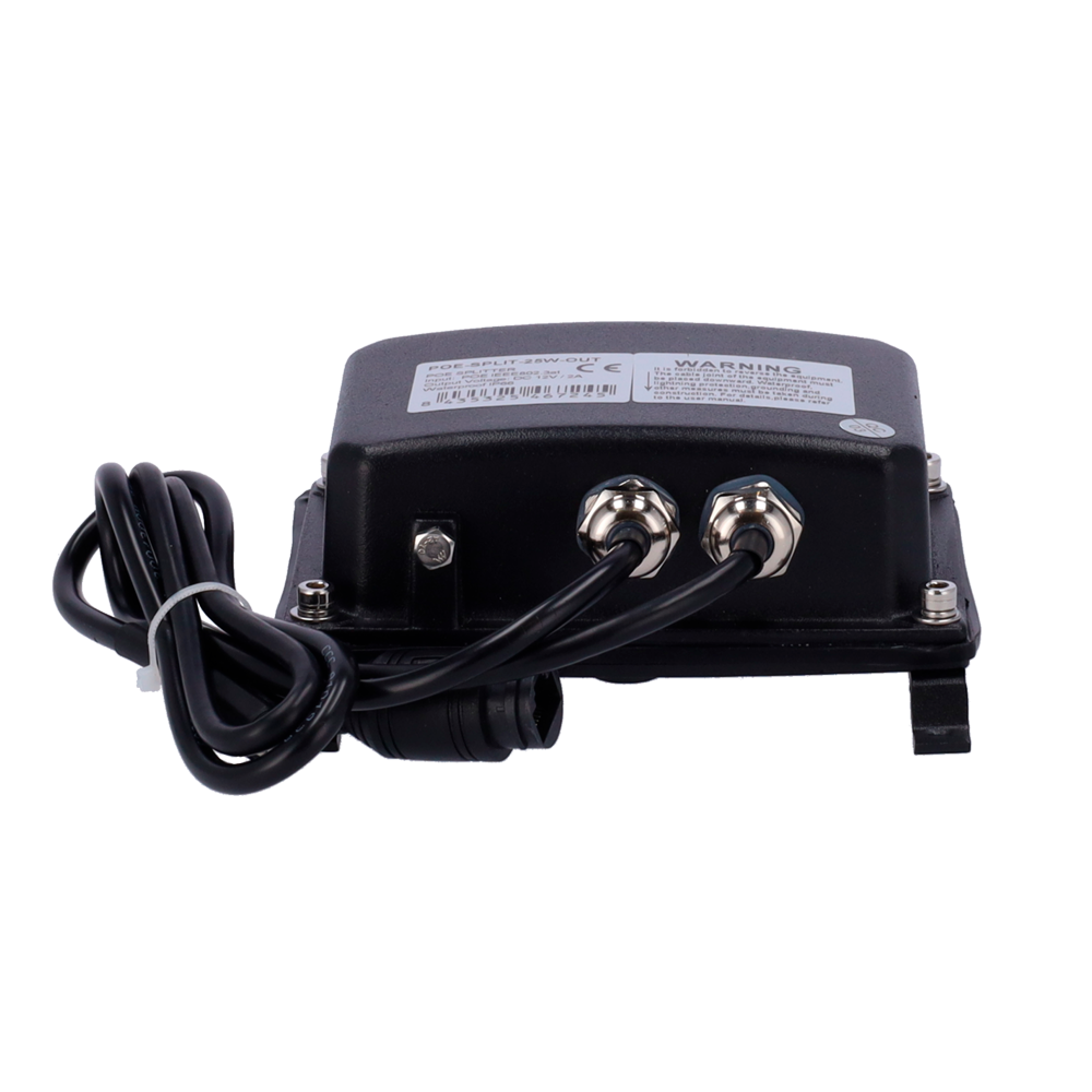 (POE-SPLIT-25W-OUT) Convertisseur PoE - Pour les sources de lumière infrarouge - Entrée PoE IEEE802.3af  - Sortie 25 W / CC 12 V/ 2A - Câble Cat 5e de 45cm - IP66