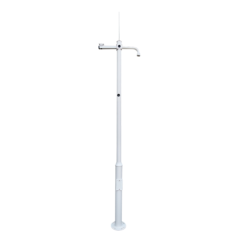 (POLE-350-D) Poteau pour vidéosurveillance - 3.5 mètres de hauteur - Fabriqué en acier galvanisé - 2 pièces de 1,25 mètres et 1 base de 1 mètre  - Supports pour caméras PTZ, Bullet et pour paratonnerres - Livré non assemblé IP65