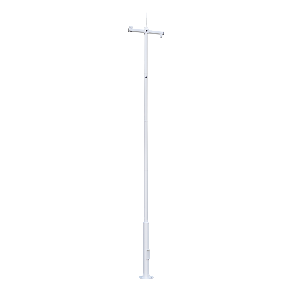 (POLE-600-D) Poteau pour vidéosurveillance - 6 mètres de hauteur - Fabriqué en acier galvanisé - 5 pièces de 1,2 mètres constituant le poteau - Supports pour caméras PTZ, Bullet et pour paratonnerres - Livré non assemblé IP65