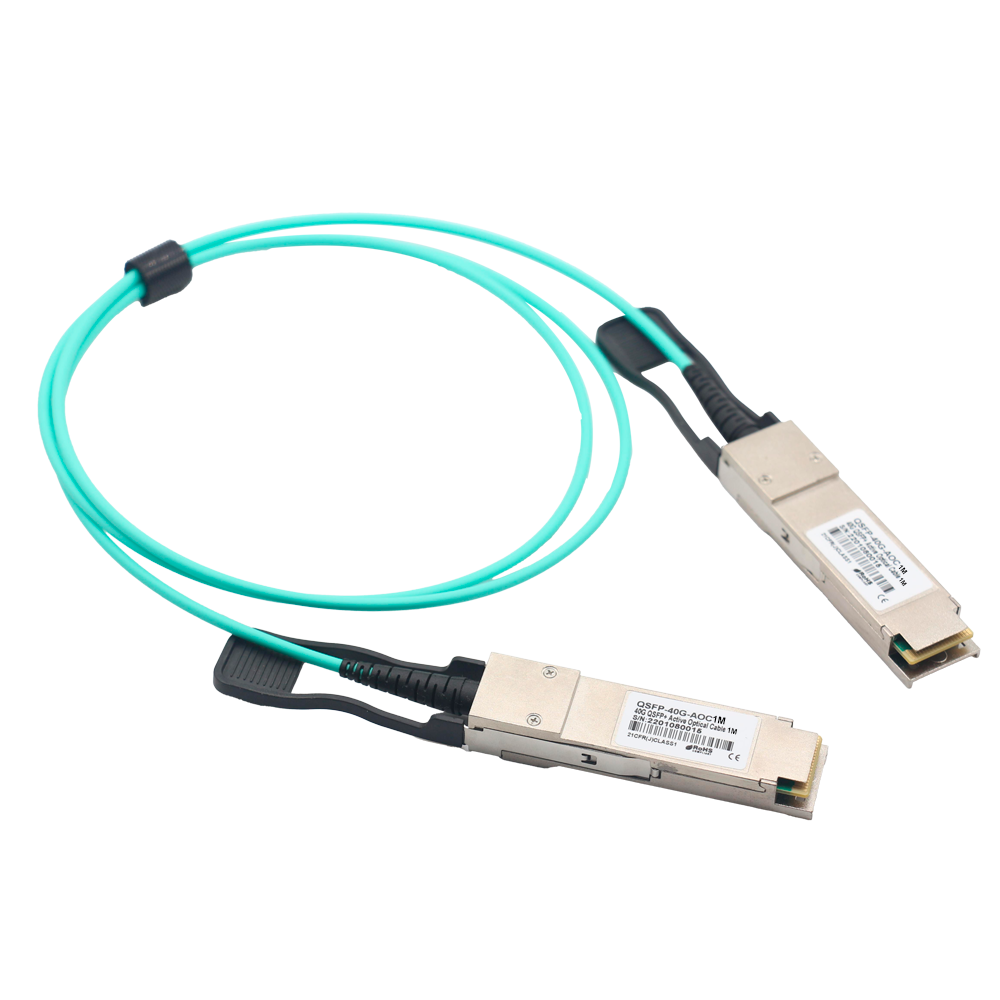 (QSFP-40G-AOC-1M) Câble de connexion directe QSFP+ - Vitesse 40Gbps - Modules QSFP+ aux deux extrémités - Idéal pour empilage de switches - 1 Mètre de longueur - Câble optique