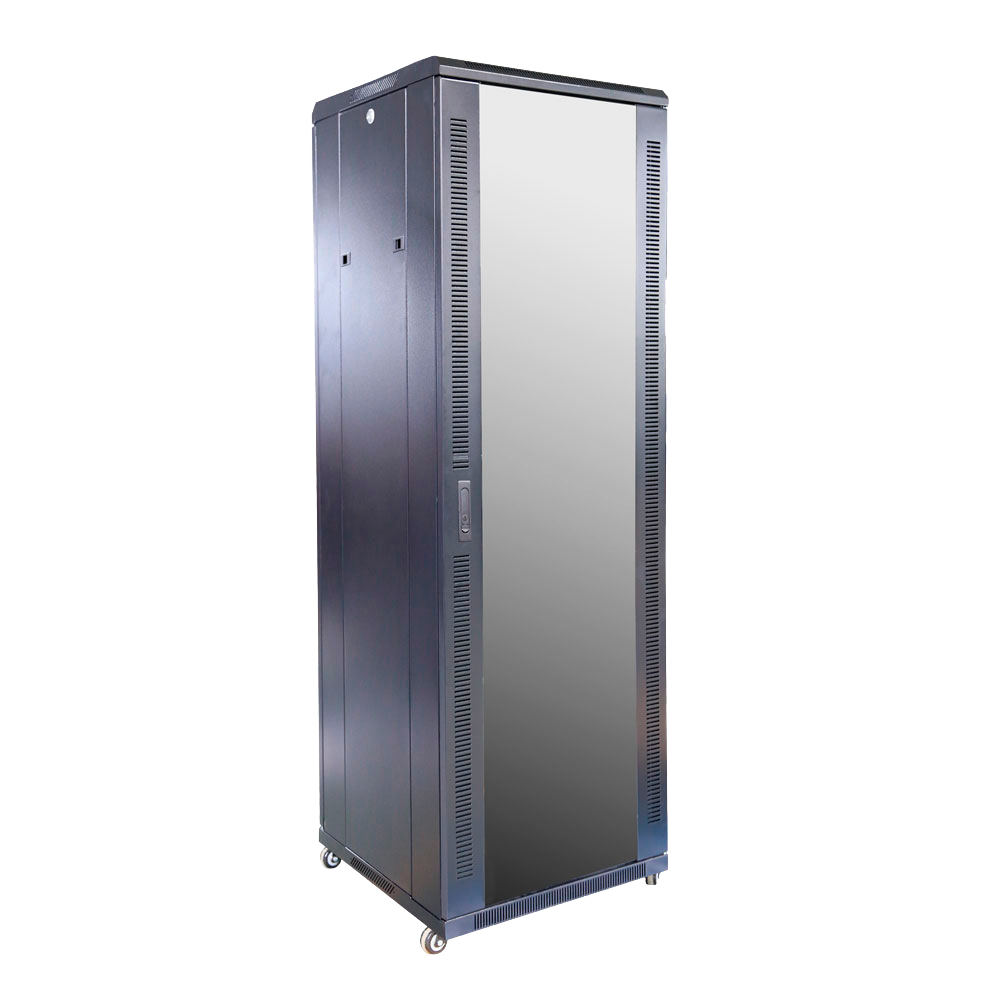 (RACK-37UFN) Armoire rack pour sol - Jusqu'à 37U rack de 19"(600*600) - Jusqu'à 800 Kg de charge - avec ventilation et passage de câble - 2 ventilateurs, 2 étagères et PDU 6 prises - Livré assemblé