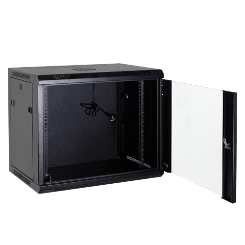 [RACK-4U] (RACK-4U) Armoire rack pour mur - Jusqu'à 4U rack de 19" - Jusqu'à 60 Kg de charge - avec ventilation et passage de câble - Ventilateur inclus - Réglette de 6 des prises incluse