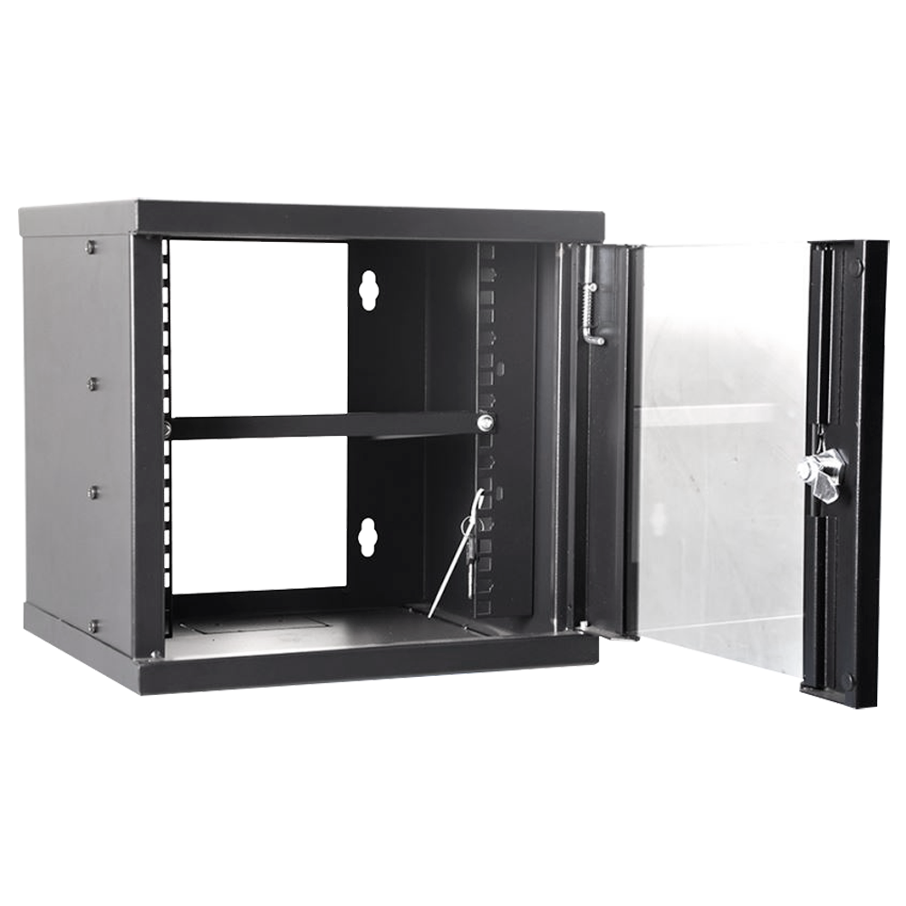 (RACK-6U-10INCH) Armoire rack pour mur - Jusqu'à 6U rack de 10" - Jusqu'à 15 Kg de charge - Avec  conduits de câbles - Plateau inclus - Profondeur 300 mm