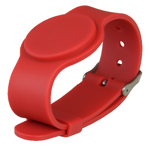 [RFID-BAND-ADJ-R] (RFID-BAND-ADJ-R) Bracelet de proximité - ID par radiofrequence - EM passif | Couleur rouge - Basse fréquence 125 kHz - Bracelet réglable - Sécurité maximale