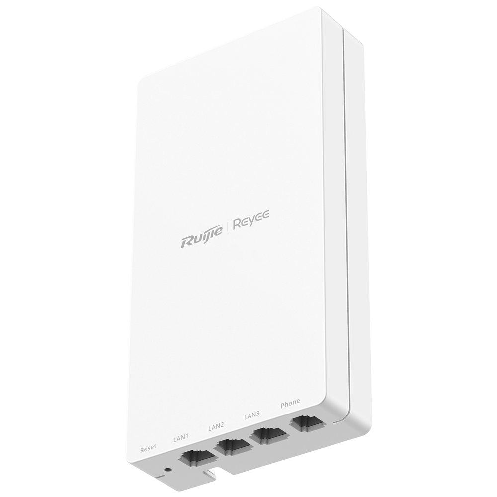 [RG-APF1250] (RG-APF1250) Reyee e-Lighten PON - Point d'accès mural Wi-Fi omnidirectionnel 5 - Prend en charge 802.11 b/g/n/ac Wave 1 et 2 2.4GHz et 5GHz - Vitesse de transmission jusqu'à 1167 Mbps - 3x Ports RJ45 Gigabit 1x Port RJ11 Téléphonie - 1 x Port SC PON Uplink 1G