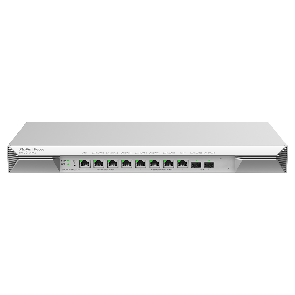 [RG-EG1510XS] (RG-EG1510XS) Routeur Reyee Cloud - 8 Ports RJ45 + 2 SFP+ 10Gigabit - Router + Fonctions de pare-feu - Prend en charge jusqu'à 7 WAN pour basculement ou équilibrage - Jusqu'à 4000 Mbps de bande passante - Jusqu'à 1500 utilisateurs recommandés