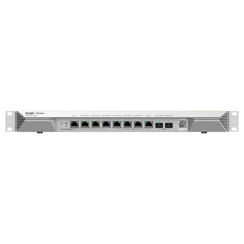 [RG-EG710XS] (RG-EG710XS) Reyee Router Cloud - 8 Puertos RJ45 + 2 SFP+ 10Gigabit - Funciones básicas de Firewall  - Admite hasta 7 WAN para failover o balanceo - Hasta 3000 Mbps de ancho de banda - Hasta 700 usuarios recomendados
