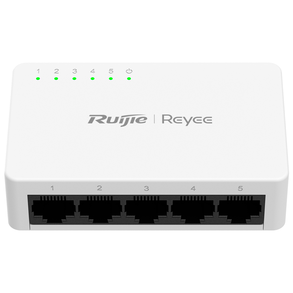 (RG-ES05F) Reyee Switch de bureau - Boîtier en plastique - 5 ports RJ45 - Vitesse 10/100 Mbps - Plug and Play - Technologie d'économie d'énergie