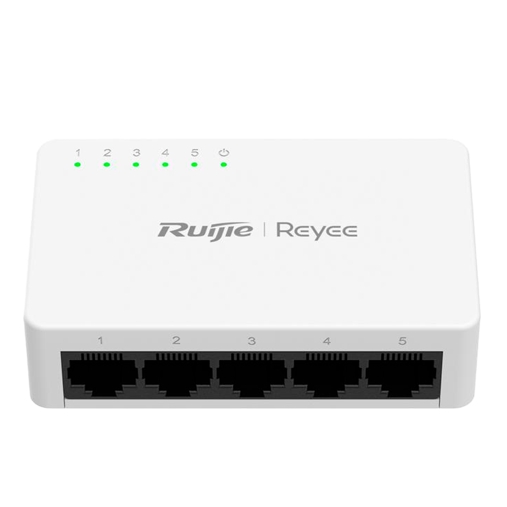 [RG-ES05G-L] (RG-ES05G-L) Reyee Switch de bureau - Boîtier en plastique - 5 ports RJ45 - Vitesse 10/100/1000 Mbps - Plug and Play - Technologie d'économie d'énergie