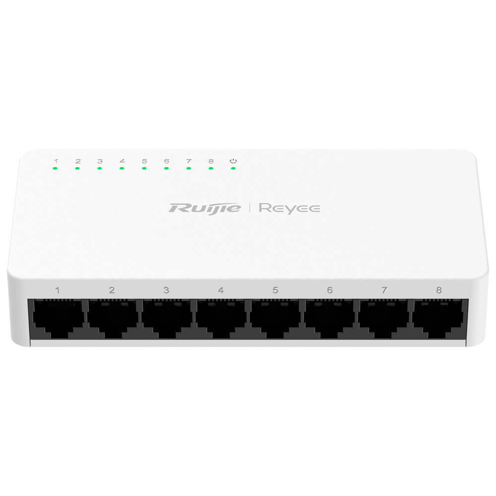 [RG-ES08F] (RG-ES08F) Reyee Switch de bureau - Boîtier en plastique - 8 ports RJ45 - Vitesse 10/100 Mbps - Plug and Play - Technologie d'économie d'énergie