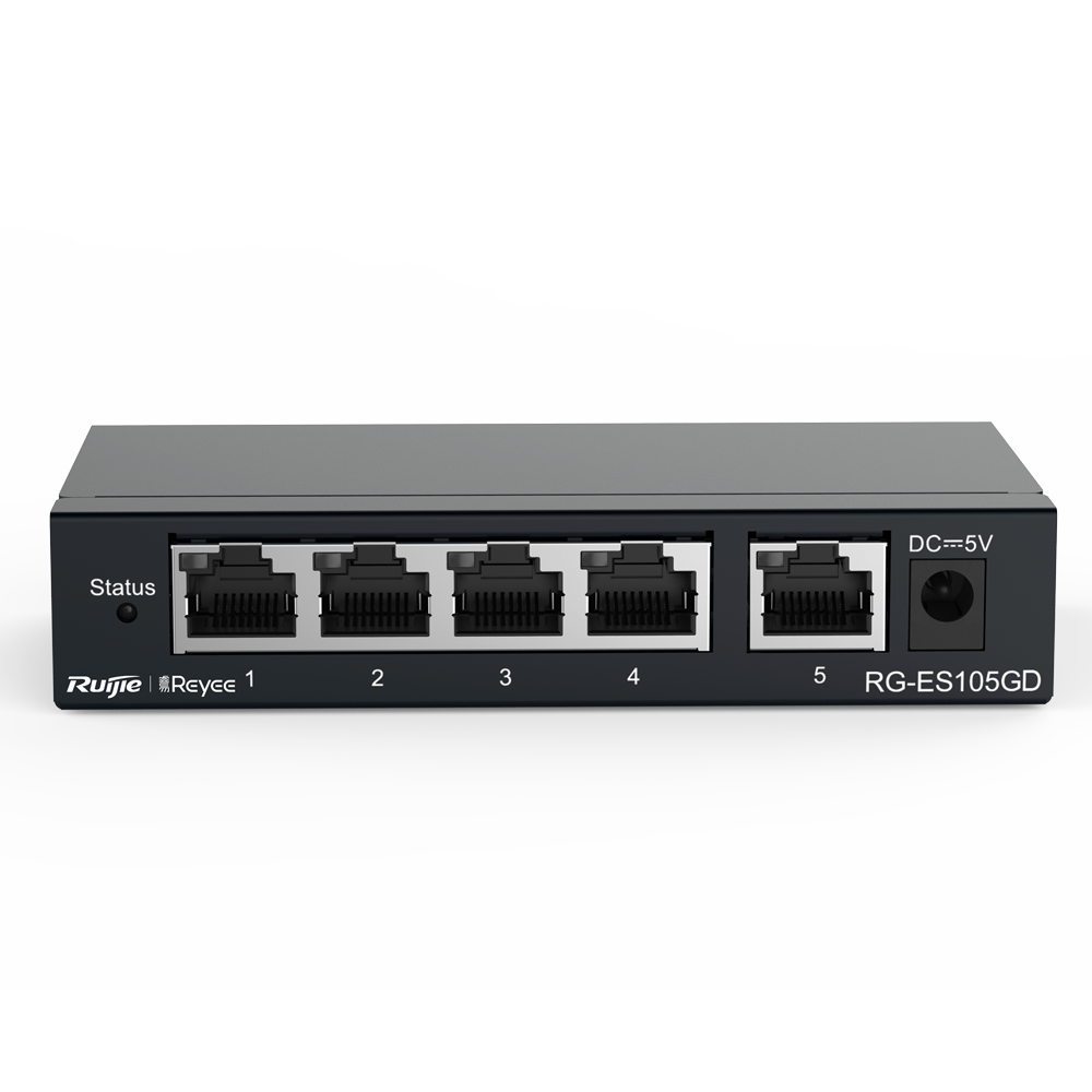 [RG-ES105GD] (RG-ES105GD) Reyee Switch de bureau - Boîtier métallique - 5 ports RJ45 - Vitesse 10/100/1000 Mbps - Plug and Play - Technologie d'économie d'énergie