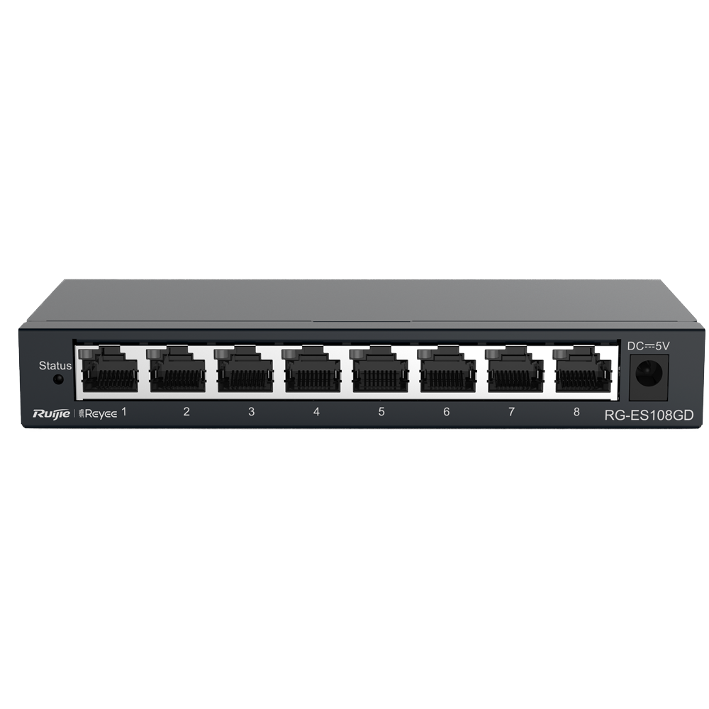 [RG-ES108GD] (RG-ES108GD) Reyee Switch de bureau - Boîtier métallique - 8 ports RJ45 - Vitesse 10/100/1000 Mbps - Plug and Play - Technologie d'économie d'énergie