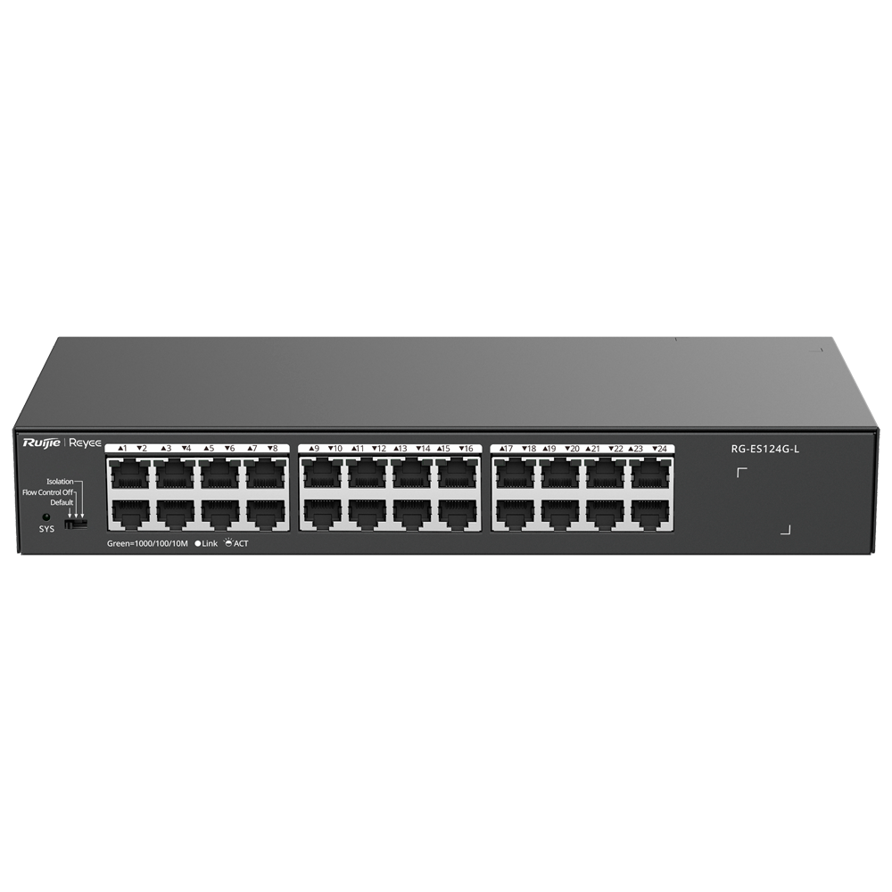 [RG-ES124G-L] (RG-ES124G-L) Reyee Switch de bureau - Boîtier métallique - Enrackable - 24 ports RJ45 - Vitesse 10/100/1000 Mbps - Plug and Play - Technologie d'économie d'énergie