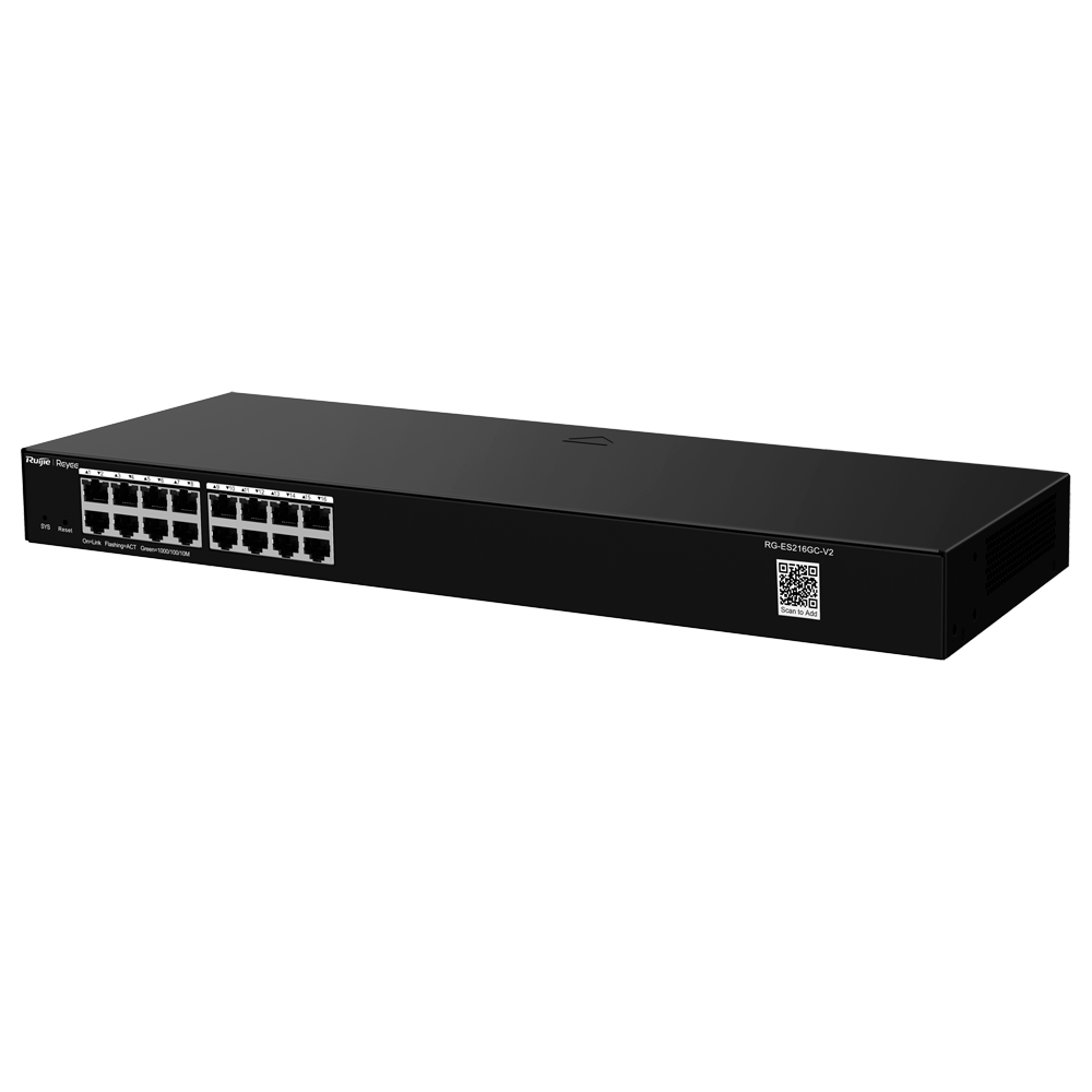 (RG-ES216GC-V2) Reyee Switch Cloud - 16 ports RJ45 Gigabit - Vitesse des ports 10/100/1000 Mbps - Plug &amp; Play - VLAN/Port Isolation/Loop Detection - Port Speed Limit