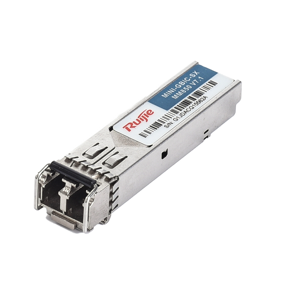 (RG-MINI-GBIC-SX-MM850) Module émetteur-récepteur SFP Ruijie - Longueur d'onde 850 nm - Fibre multimode - Connecteur Duplex LC - Distance maximalle 550 m - 1.25Gb/s - 1000Base-SX